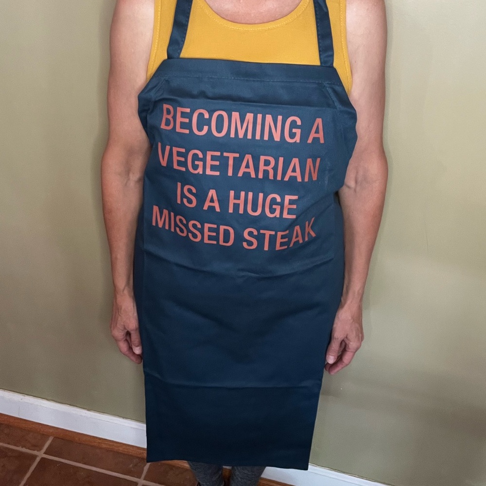 Navy Apron with Humorous Red Text